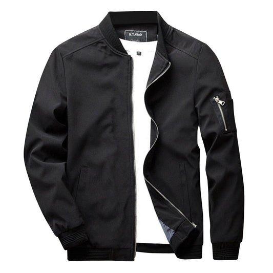 Stijlvolle zwarte heren zomerjas met ritssluiting, ideaal voor casual en formele gelegenheden. Perfecte keuze voor modebewuste mannen.