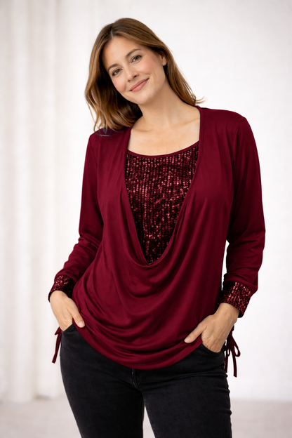 Elena | Elegante Damenbluse Mit Pailletten