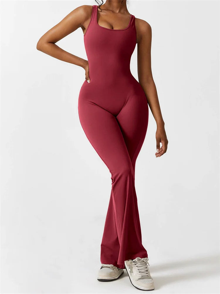 Emery | Ärmelloser Jumpsuit Mit Ausgeschnittenem Rücken Und Weit Ausgestellten Beinen
