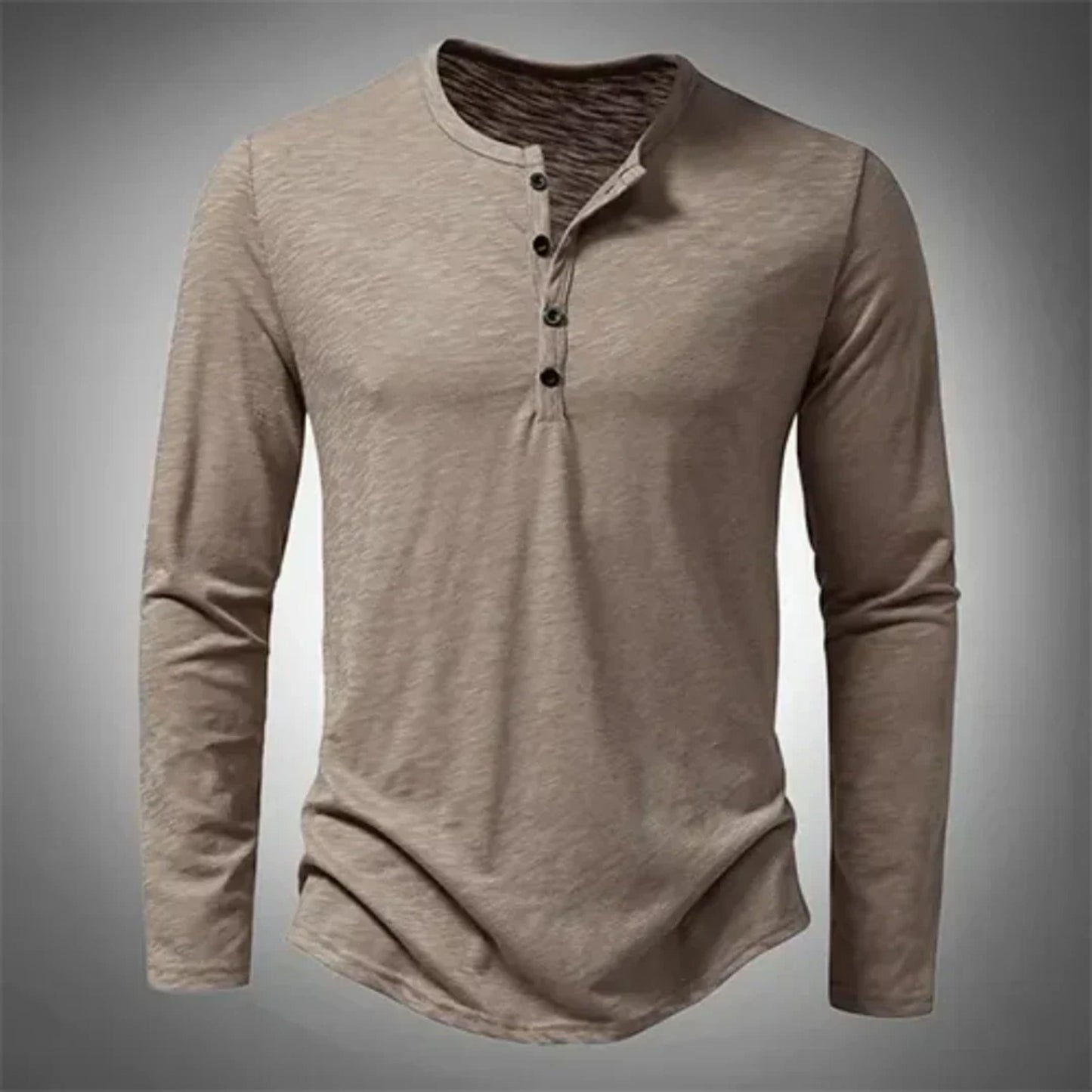 Henley-Shirt – Lässig – Halb geknöpft – Langarm-T-Shirt – Herrenbekleidung-Weiß-S-Chaps Herrenmode