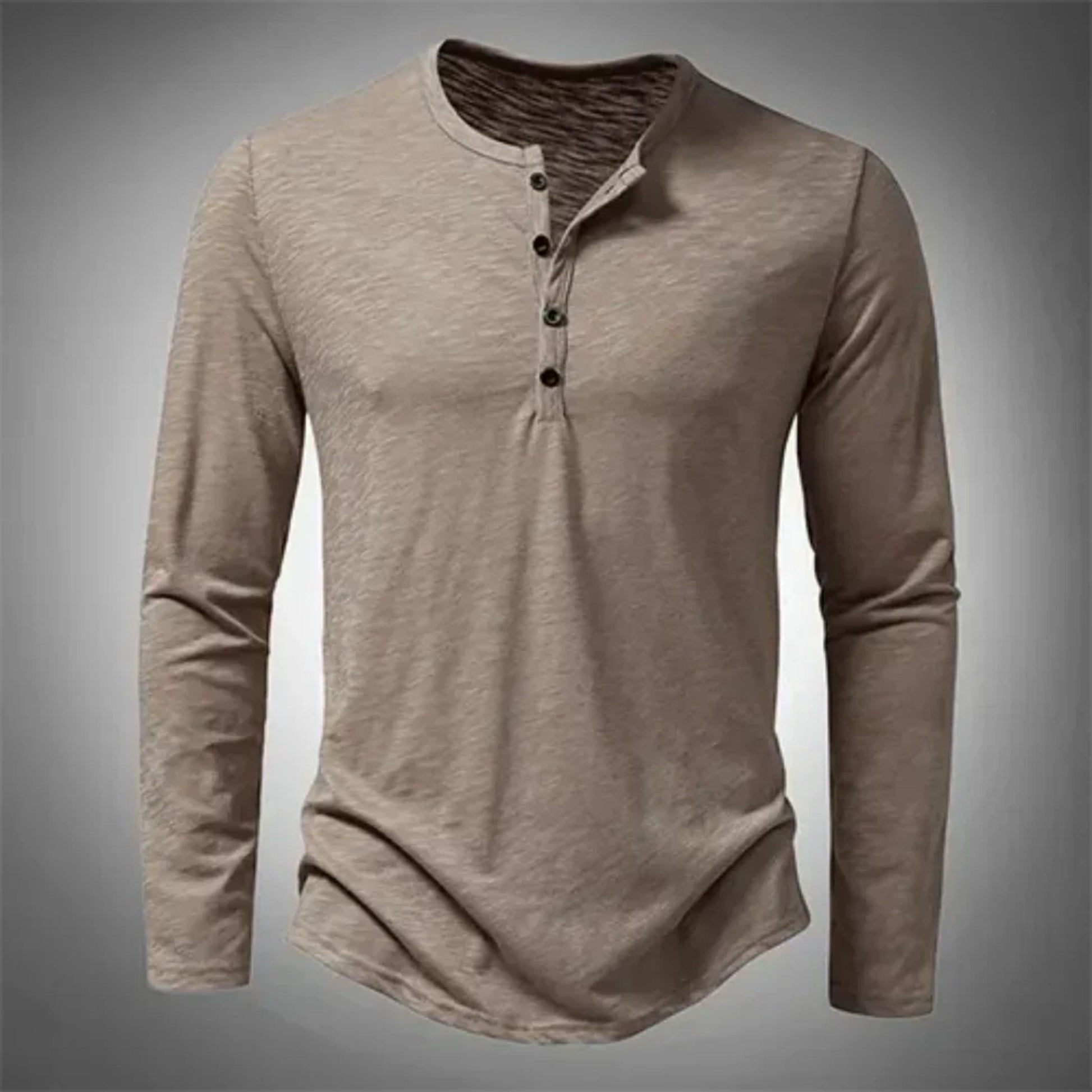 Henley-Shirt – Lässig – Halb geknöpft – Langarm-T-Shirt – Herrenbekleidung-Weiß-S-Chaps Herrenmode