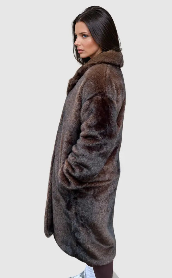 Lucy | Luxuriöser Langer Kunstfellmantel Für Damen
