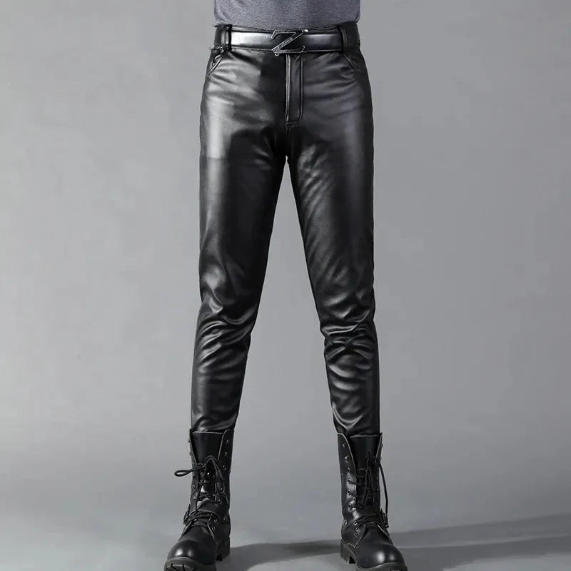 Lederhosen - Herren Kunstleder Slim Fit Stretchhosen-Chaps Herrenmode