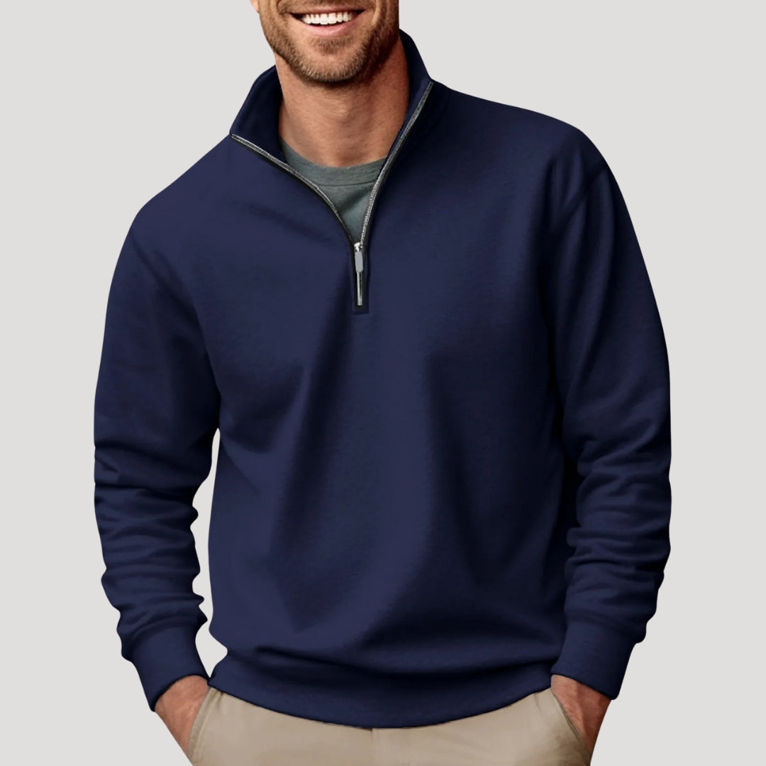 Philipp | Herren Klassischer Pullover Mit Viertelreißverschluss