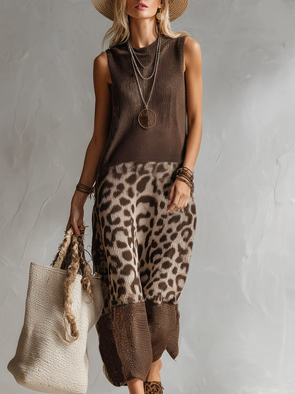 Mira | Elegantes Strickkleid Damen mit Leoparden-Details – Fließende Silhouette &amp; Hochwertiger Strickstoff 0