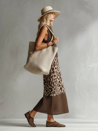 Mira | Elegantes Strickkleid Damen mit Leoparden-Details – Fließende Silhouette &amp; Hochwertiger Strickstoff 1