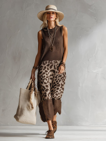 Mira | Elegantes Strickkleid Damen mit Leoparden-Details – Fließende Silhouette &amp; Hochwertiger Strickstoff 2