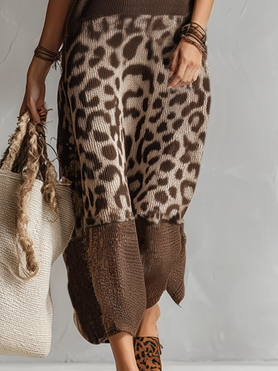 Mira | Elegantes Strickkleid Damen mit Leoparden-Details – Fließende Silhouette &amp; Hochwertiger Strickstoff 4