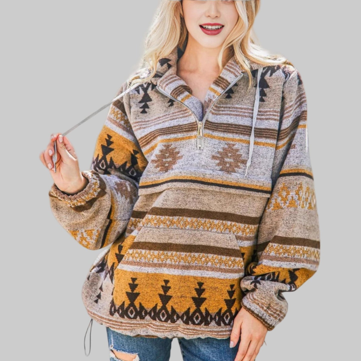 Saku - Bequemer Oversized Zip-Up Hoodie Mit Langen Ärmeln