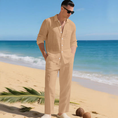 Emil | Herren Leichtes Leinen-Outfit Mit Stilvollem Hemd Und Eleganter Hose Echoarchiv
