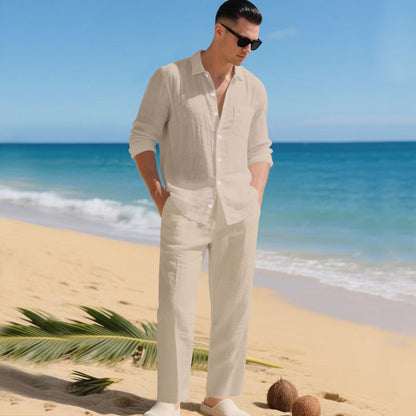 Emil | Herren Leichtes Leinen-Outfit Mit Stilvollem Hemd Und Eleganter Hose Echoarchiv