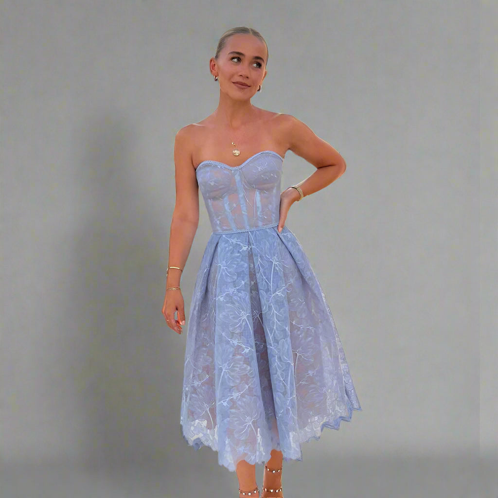 Disna | Midi-Kleid mit Korsett-Oberteil und Spitzen-Details