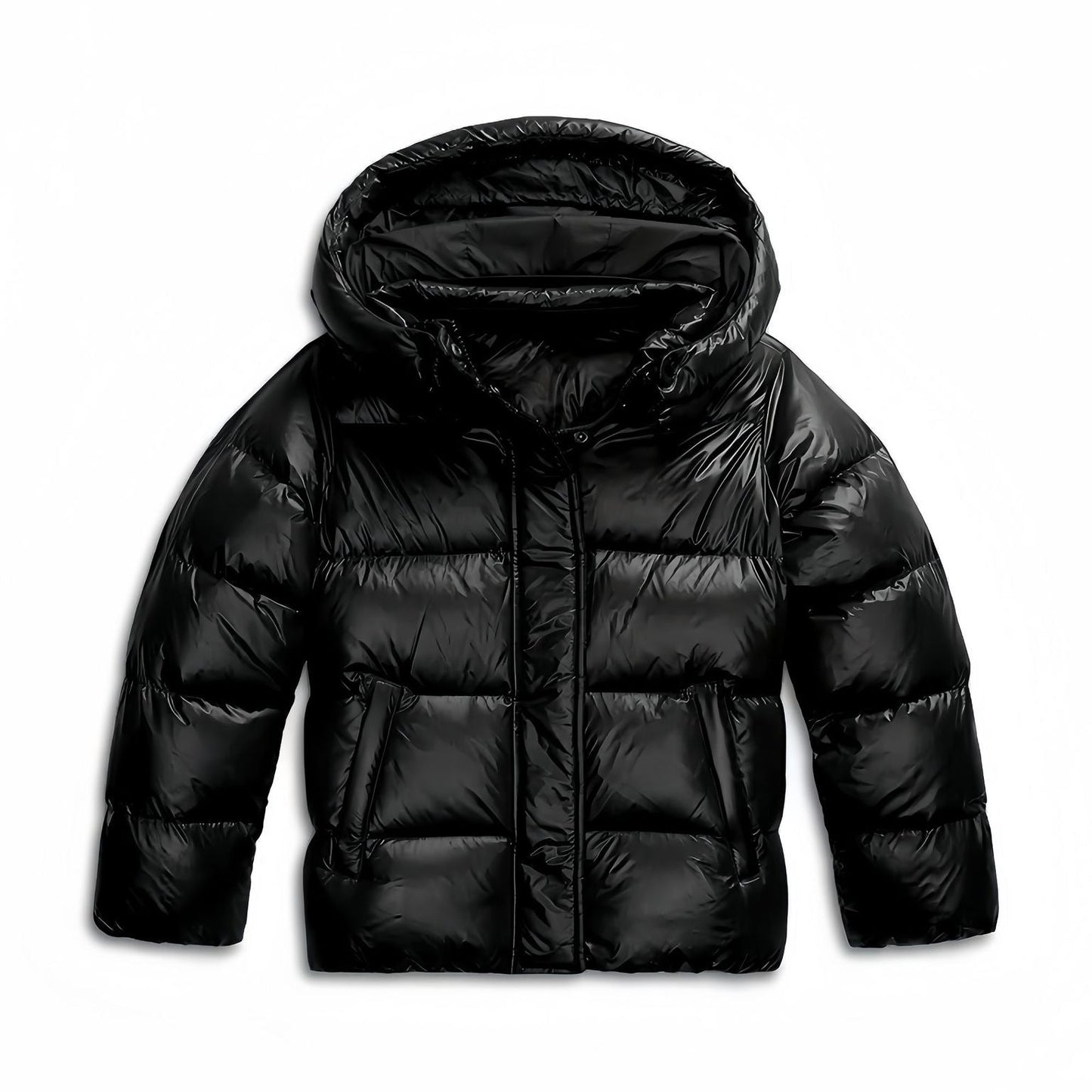 Elara | Kurze Damen Steppjacke Mit Kapuze In Glanz Optik