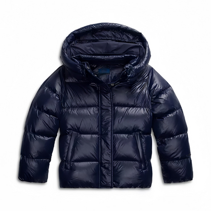 Elara | Kurze Damen Steppjacke Mit Kapuze In Glanz Optik