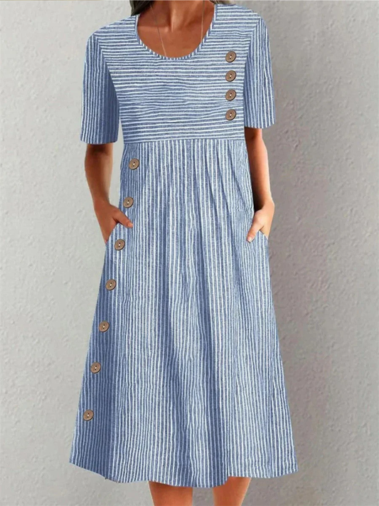 Marina | Elegantes Gestreiftes Midikleid