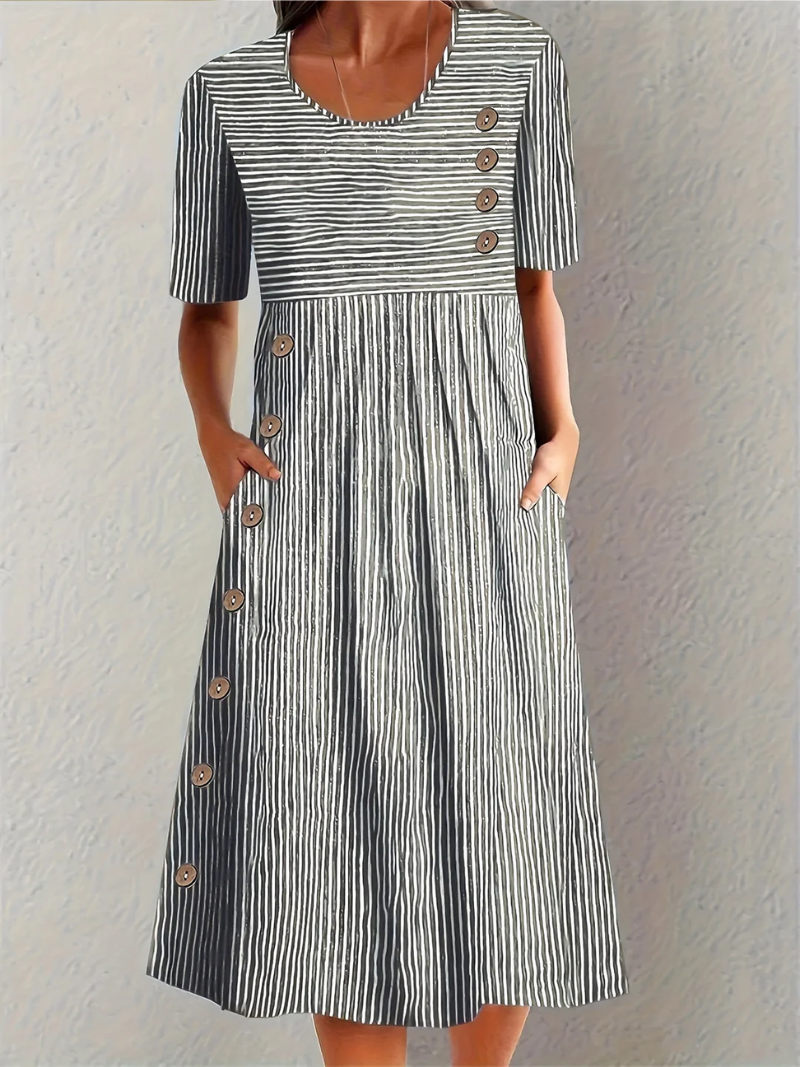 Marina | Elegantes Gestreiftes Midikleid