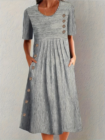 Marina | Elegantes Gestreiftes Midikleid