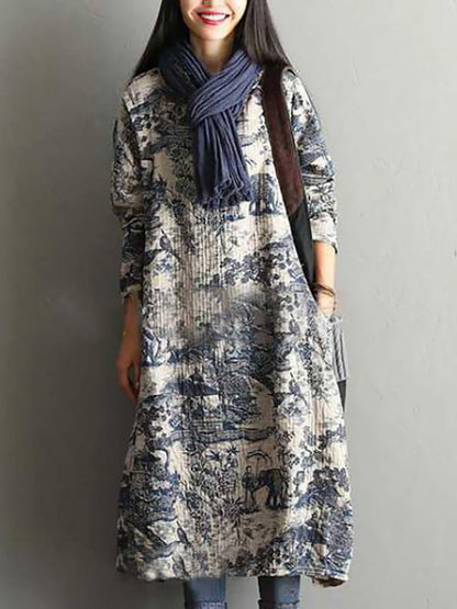 Elowen | Langarm Maxikleid Mit Floralem Print