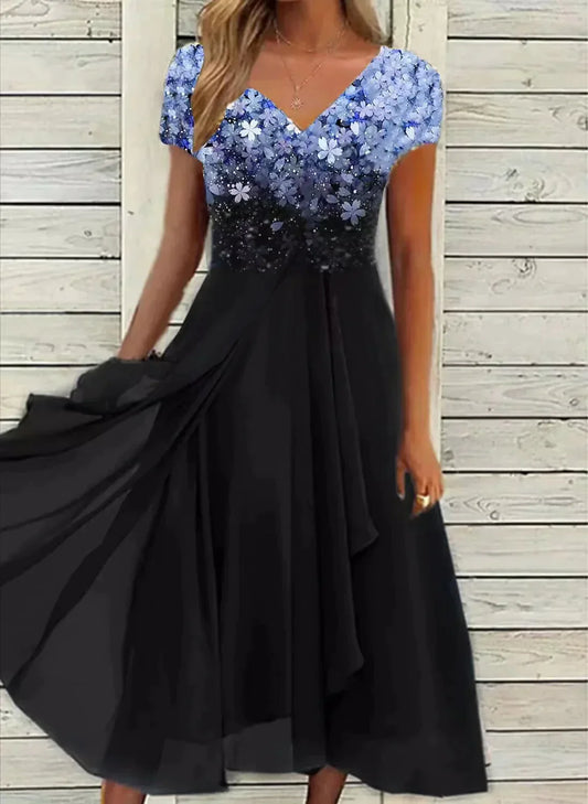Marigon | Damen Hochzeit Abendkleid Mit Blumenmustern