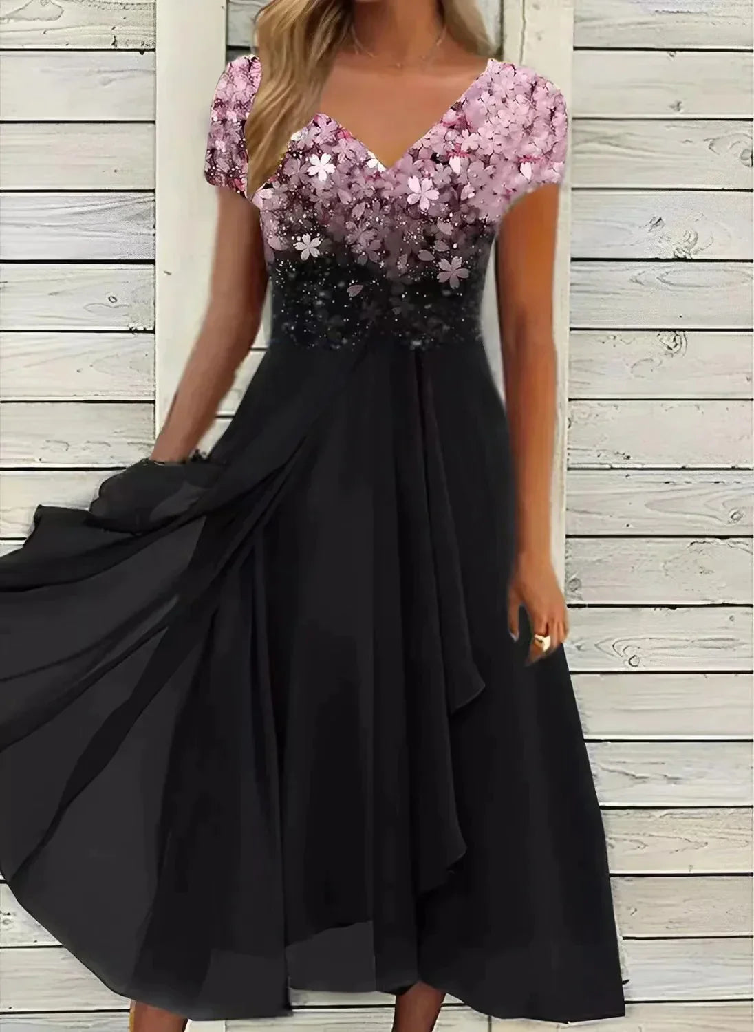 Marigon | Damen Hochzeit Abendkleid Mit Blumenmustern