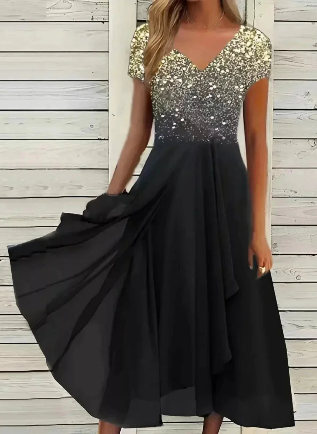 Marigon | Damen Hochzeit Abendkleid Mit Blumenmustern