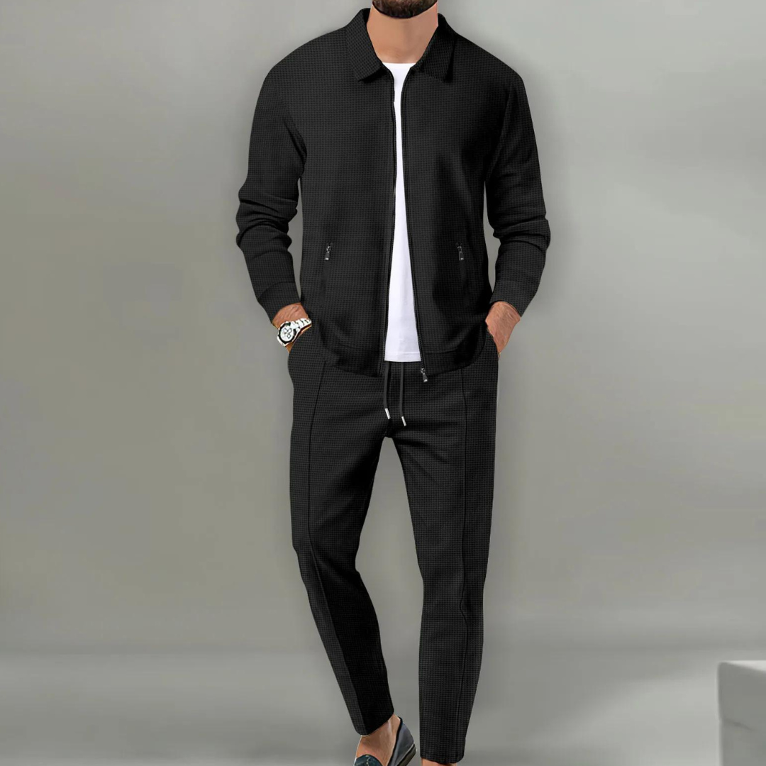 Trainingsanzug Herren | Freizeitanzug Herren | Reißverschluss-Jacke & Kordelzug für klaren Look
