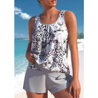 Adalina | Zweifarbiges Tankini-Set Mit Blumendruck für Damen