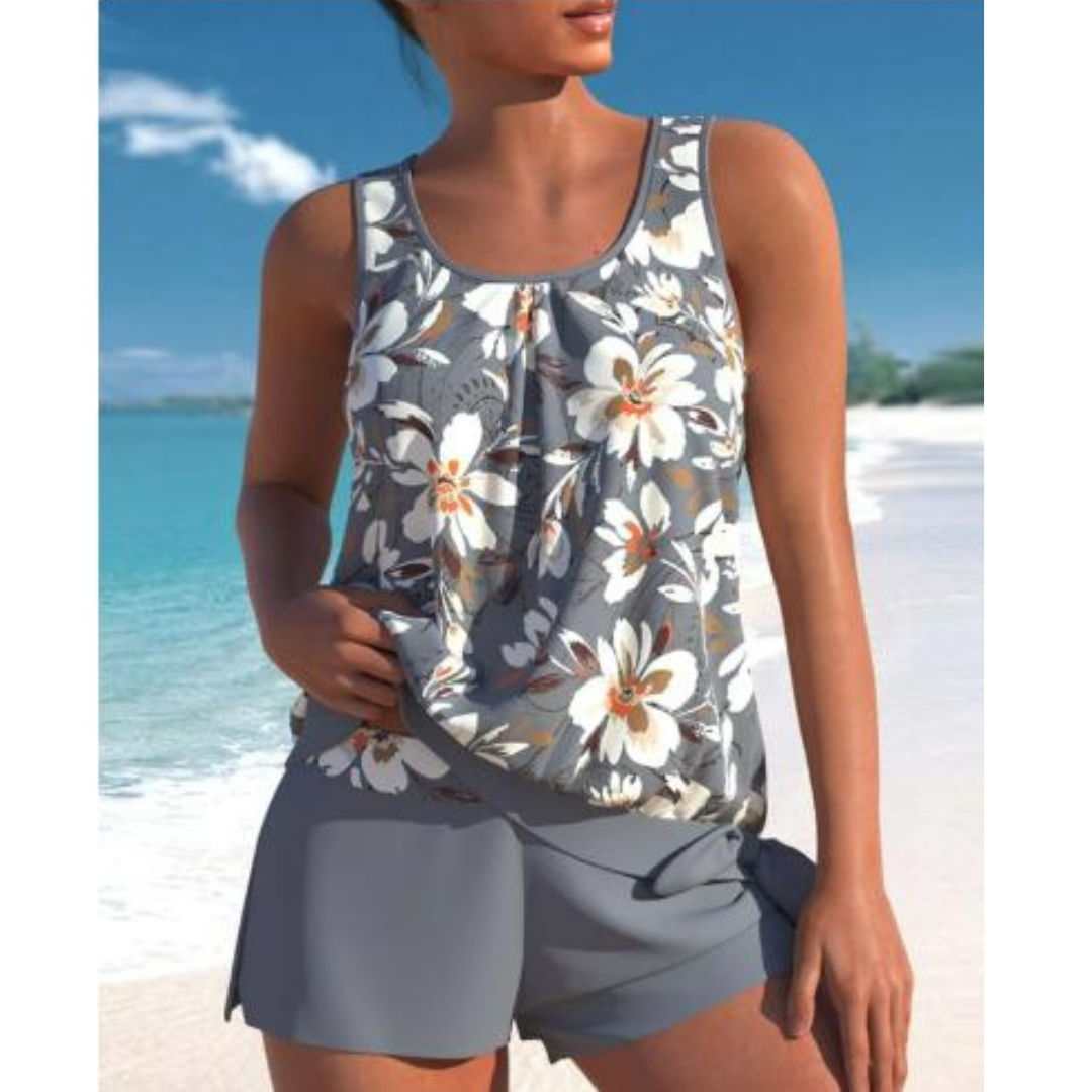 Adalina | Zweifarbiges Tankini-Set Mit Blumendruck für Damen