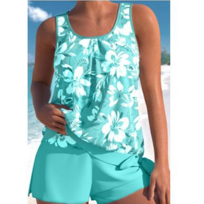 Adalina | Zweifarbiges Tankini-Set Mit Blumendruck für Damen