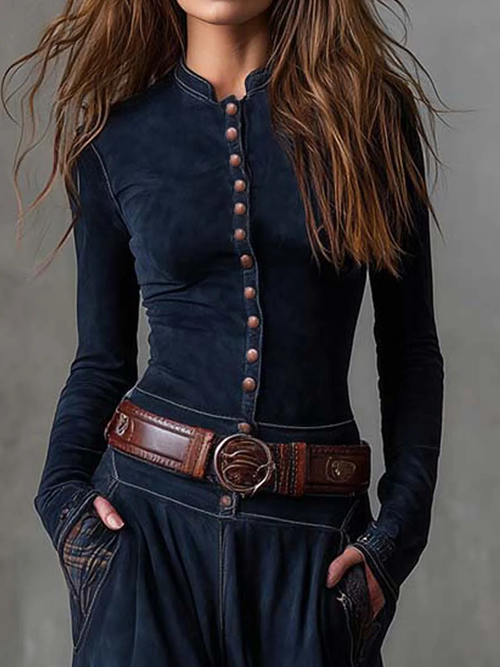 Yvonne | Vintage Maxikleid Mit Langen Ärmeln