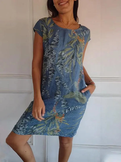 Brigitte | Gemustertes Kleid Mit Rundhalsausschnitt