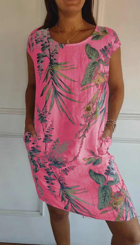 Brigitte | Gemustertes Kleid Mit Rundhalsausschnitt