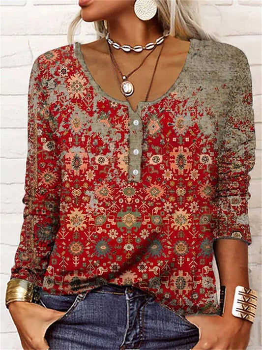 Alina | Boho-Bluse Mit Floralen Mustern Und Langen Ärmeln