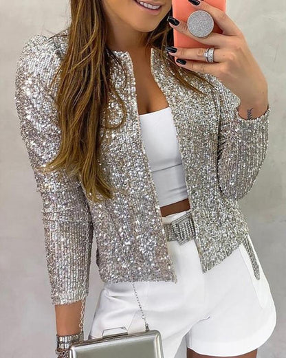 Frieda | Funkelnde Winterjacke Mit Offener Front Für Damen