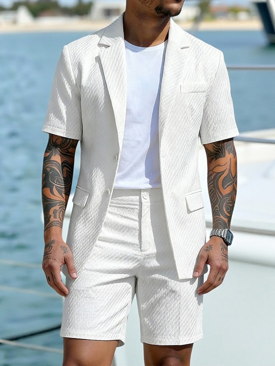 Herren Sommer Zweiteiler Set im Smart Casual Stil - Cecile LavelleWeiß