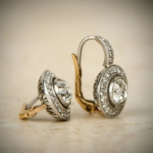 Vintage-Ohrringe mit Kristallen in Gold und Silber