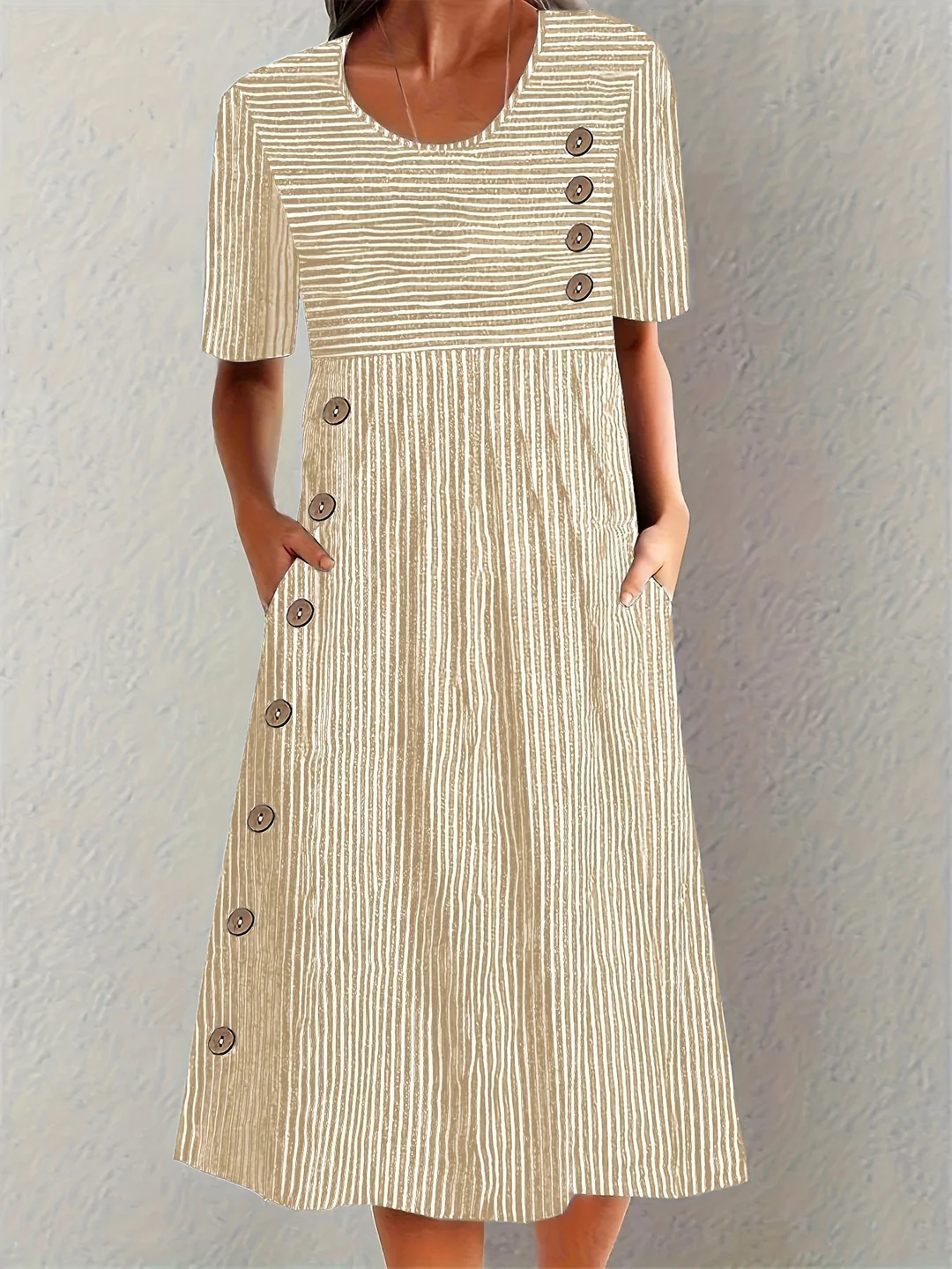 Marina | Elegantes Gestreiftes Midikleid