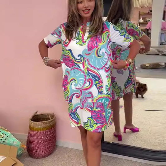Heloise | Bunt Gemustertes Kleid