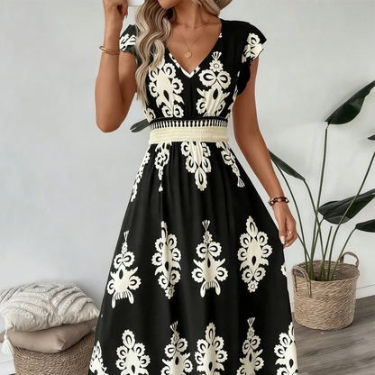 Ranika | Ärmelloses Maxi Kleid Mit V Ausschnitt