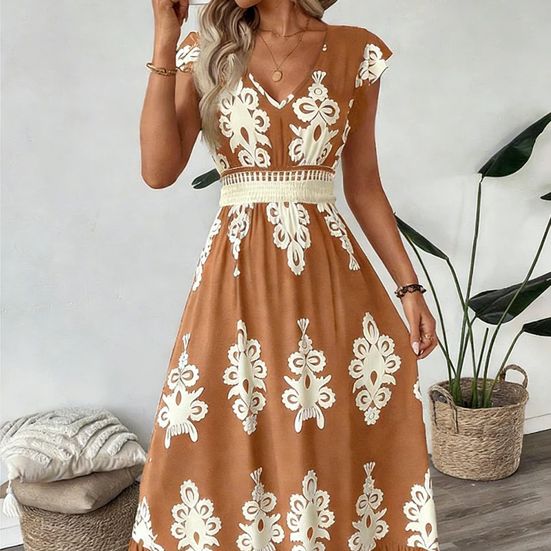 Ranika | Ärmelloses Maxi Kleid Mit V Ausschnitt
