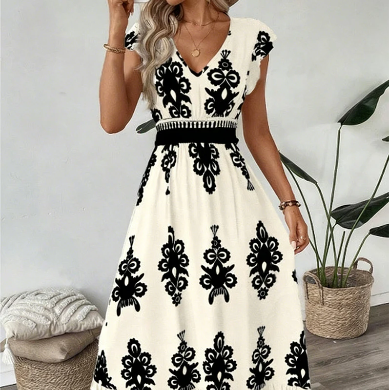 Ranika | Ärmelloses Maxi Kleid Mit V Ausschnitt